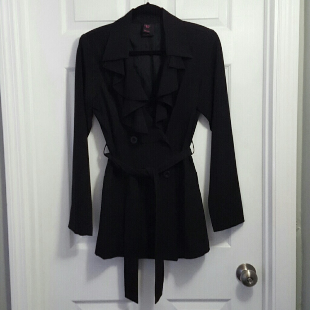 Black ruffle dress coat